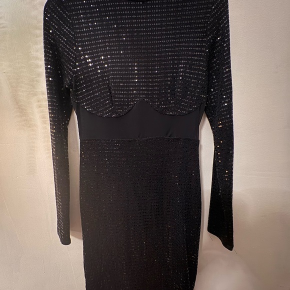 Fashion Nova Black Sequin Long Sleeve Dress - Picture 1 of 5